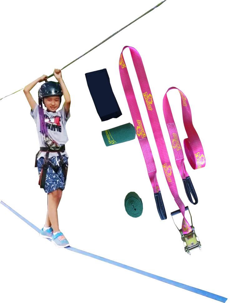 OEM Slackline Kit with Tree Protectors Classic Slackline Top Line Ninja Line for Kids Ratchet